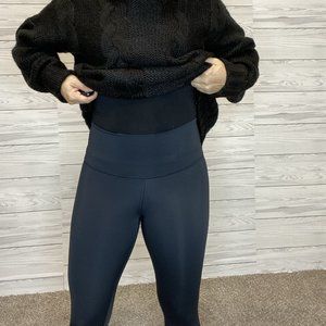Solid Mid Rise Leggings - Black